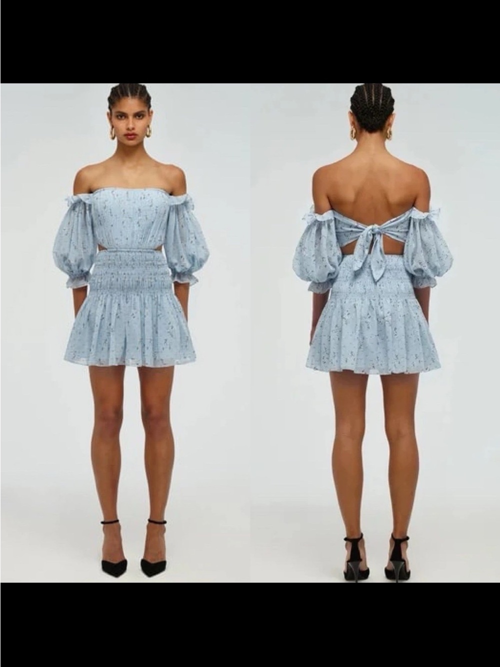 Self-Portrait Floral Print Off-Shoulder Mini Dress Size US 4